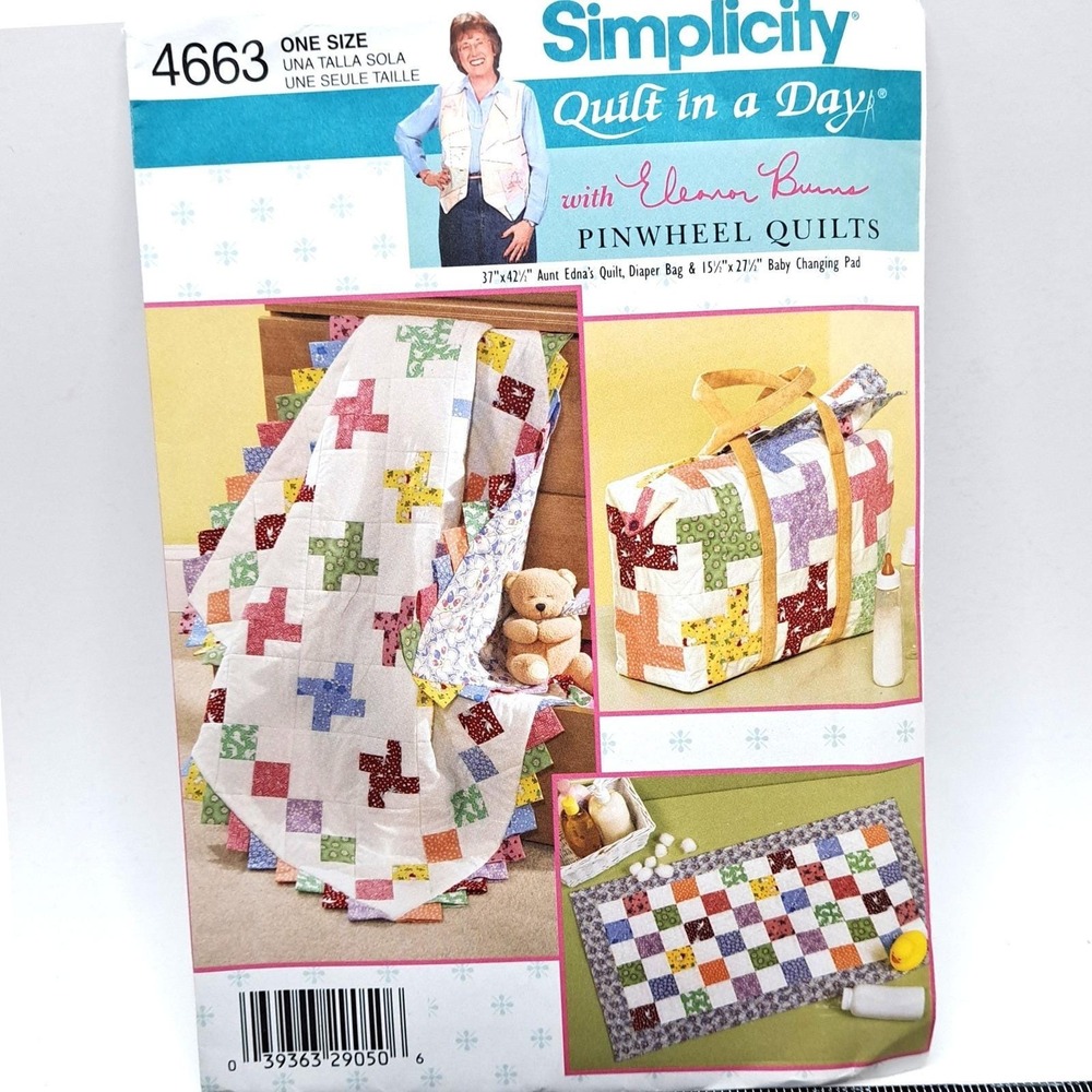 Simplicity 4663 Quilt in a Day Pattern OS Multicolor Pinwheel Baby Nursery Set